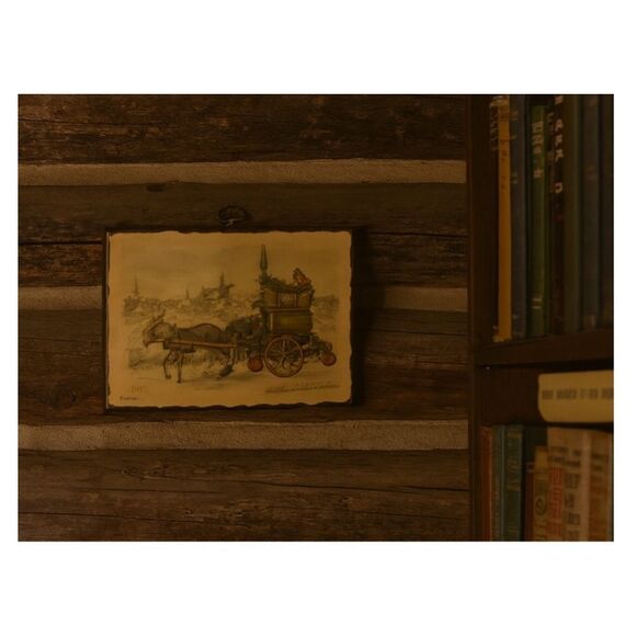 Vintage 1966 Anton Pieck cabin farm art rustic decor - Picture 2 of 11